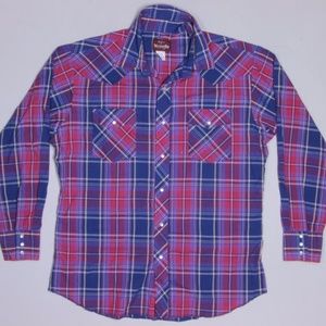 Wrangler Plaid Cowboy Rockabilly Western Shirt